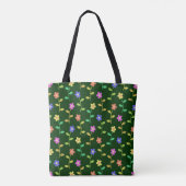 Kleurrijke bloemen, bloemmotief, groen, boho tote bag (Achterkant)