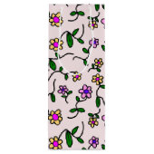 Kleurrijke bloemen, bloemmotief, groen, boho wijn cadeautas (Achterkant)