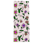 Kleurrijke bloemen, bloemmotief, groen, boho wijn cadeautas (Voorkant)