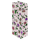 Kleurrijke bloemen, bloemmotief, groen, boho wijn cadeautas (Voorkant Gekanteld)