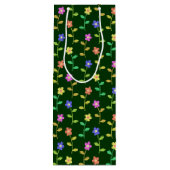Kleurrijke bloemen, bloemmotief, groen, boho wijn cadeautas (Achterkant)