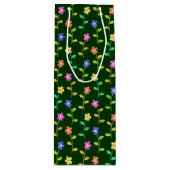 Kleurrijke bloemen, bloemmotief, groen, boho wijn cadeautas (Voorkant)