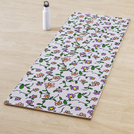 Kleurrijke bloemen, bloemmotief, groen, boho yogamat