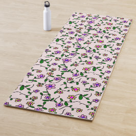 Kleurrijke bloemen, bloemmotief, groen, boho yogamat