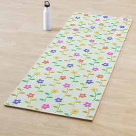 Kleurrijke bloemen, bloemmotief, groen, boho yogamat