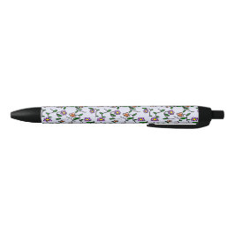 Kleurrijke bloemen, bloemmotief, groen, boho zwarte inkt pen