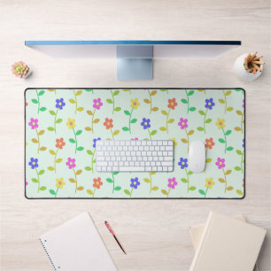 Kleurrijke Bloemen, Bloemmotief, Groene Bladeren,  Bureaumat