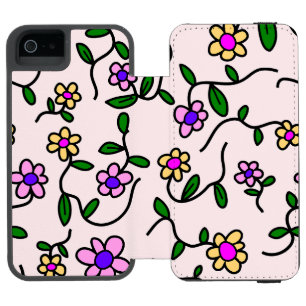 Kleurrijke Bloemen, Bloemmotief, Groene Bladeren, 