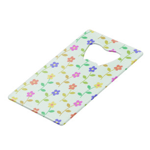 Kleurrijke Bloemen, Bloemmotief, Groene Elementen, Creditkaart Flessenopener