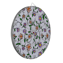 Kleurrijke Bloemen, Bloemmotief, Groene Elementen, Dartbord