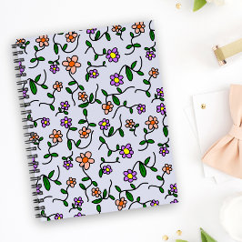 Kleurrijke Bloemen, Bloemmotief, Groene Elementen, Notitieboek
