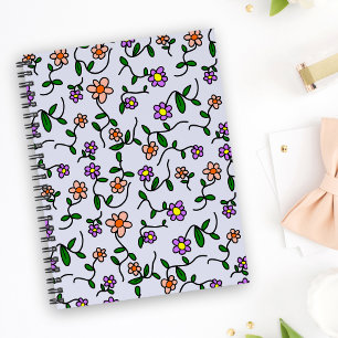 Kleurrijke Bloemen, Bloemmotief, Groene Elementen, Notitieboek