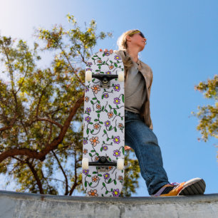 Kleurrijke Bloemen, Bloemmotief, Groene Elementen, Persoonlijk Skateboard