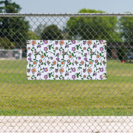 Kleurrijke Bloemen, Bloemmotief, Groene Elementen, Spandoek