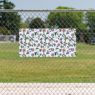 Kleurrijke Bloemen, Bloemmotief, Groene Elementen, Spandoek