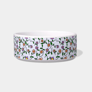 Kleurrijke Bloemen, Bloemmotief, Groene Elementen, Voerbakje
