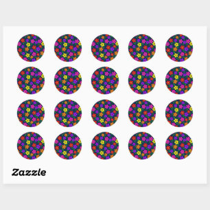 Kleurrijke Bloemen Bloemmotief Ronde Sticker