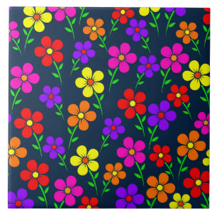 Kleurrijke Bloemen Bloemmotief Tegeltje