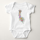 Kleurrijke Bloemen Boeket Giraffe Baby Bodysuit (Voorkant)