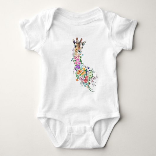 Kleurrijke Bloemen Boeket Giraffe Baby Bodysuit (Voorkant)