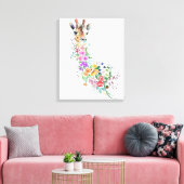 Kleurrijke Bloemen Boeket Giraffe Canvas Print (Insitu (Woonkamer))