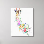 Kleurrijke Bloemen Boeket Giraffe Canvas Print (Voorkant)