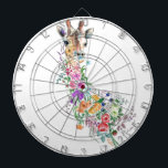 Kleurrijke Bloemen Boeket Giraffe Dart Board Dartbord<br><div class="desc">Kleurrijke Bloemen Boeket Giraffe Dartboards- Tekening Modern Sweet Romantisch Bloemen Dier Collectie door MIGNED</div>