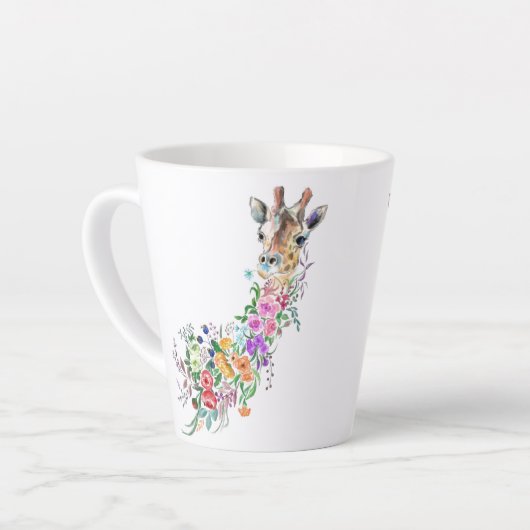 Kleurrijke Bloemen Boeket Giraffe Latte Mok (Linkerhoek)