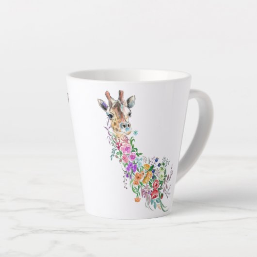 Kleurrijke Bloemen Boeket Giraffe Latte Mok (Rechterhoek)
