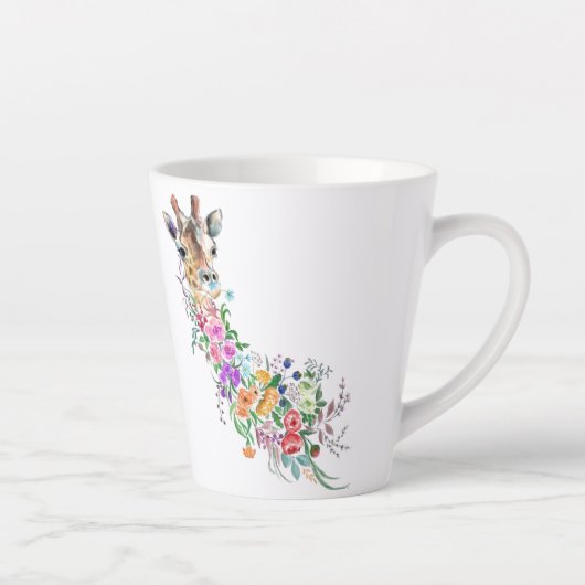 Kleurrijke Bloemen Boeket Giraffe Latte Mok (Rechts)