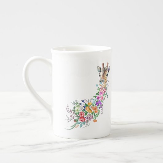 Kleurrijke Bloemen Boeket Giraffe Mok (Links)