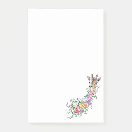 Kleurrijke Bloemen Boeket Giraffe Sticky Notes (Voorkant)