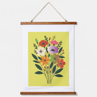 Kleurrijke Bloemen Boeket Illustratie | Modern Bot Hangend Wandkleed