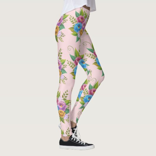 Kleurrijke Bloemen Boeket Leggings – Levendige Bot (Rechts)