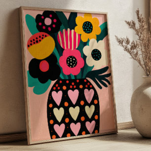 Kleurrijke Bloemen Boeket Maximalistische Bloemkun Poster