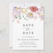 Kleurrijke bloemen, boho, bruiloft save the date (Voorkant)