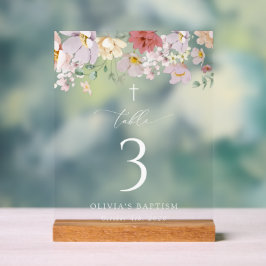 Kleurrijke Bloemen, Boho, Doop Tafel Nummers Acryl Bord