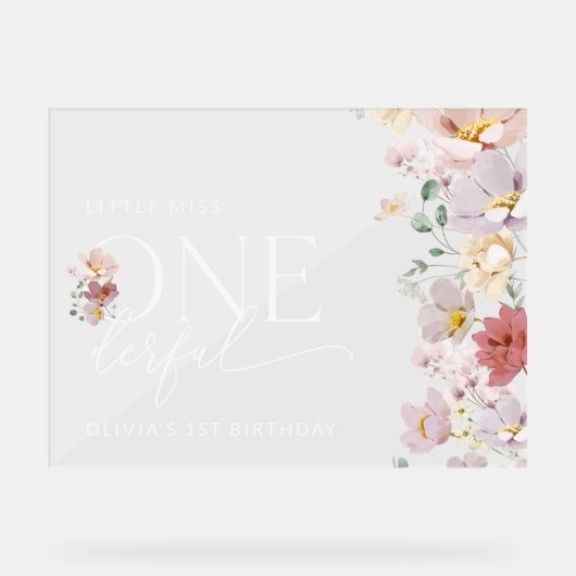 Kleurrijke bloemen, Boho, Eerste Verjaardag Welkom Acryl Bord (Voorkant)