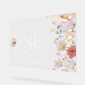 Kleurrijke bloemen, Boho, Eerste Verjaardag Welkom Acryl Bord (Hoek)