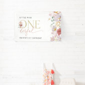 Kleurrijke bloemen, Boho, Eerste Verjaardag Welkom Spandoek (Insitu)