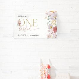 Kleurrijke bloemen, Boho, Eerste Verjaardag Welkom Spandoek