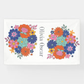 Kleurrijke Bloemen Boho Helder Bloem Illustratie Spandoek (Horizontaal)