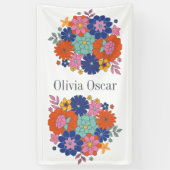 Kleurrijke Bloemen Boho Helder Bloem Illustratie Spandoek (Verticaal)