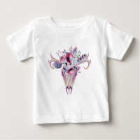 Kleurrijke bloemen boho skull