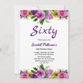 Kleurrijke Bloemen Botanische Bloemen 60ste Verjaa Kaart (Voorkant)
