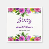 Kleurrijke Bloemen Botanische Bloemen 60ste Verjaa Servet (Voorkant)