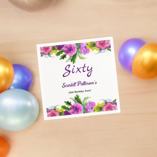 Kleurrijke Bloemen Botanische Bloemen 60ste Verjaa Servet