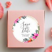 Kleurrijke Bloemen Botanische Bruiloft Save The Da Ronde Sticker