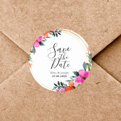 Kleurrijke Bloemen Botanische Bruiloft Save The Da Ronde Sticker