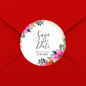 Kleurrijke Bloemen Botanische Bruiloft Save The Da Ronde Sticker